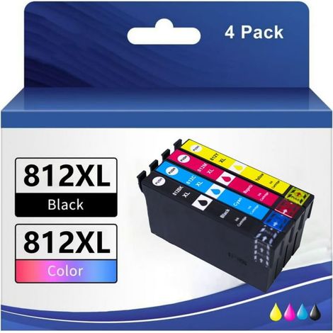Cartouches 812-I, 812XL (noir, cyan, magenta 4 et jaune, lot de 4) compatibles avec les imprimantes EPSON WorkForce EC-C7000, WorkForce Pro WF-7310, WF-7820 et WF-7840 (1/5)