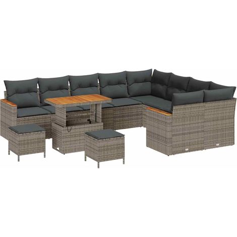 Maison Exclusive - Set Divano da Giardino 12 pcs Grigio Rattan in Polipropilene