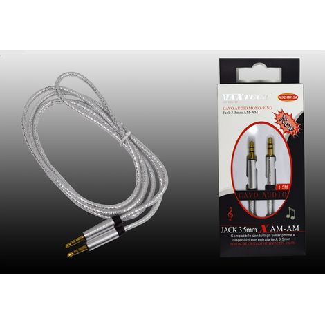 TRADE SHOP - Cavo Audio Jack 3,5mm Am/am 1,5mt Prolunga Aux Per Smartphone Maxtech Aux2-mm1.5m -