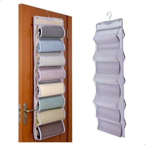 Appendiabiti da appendere con 8 scomparti，da posizionare dietro la porta，ideale per riporre pantaloni da yoga，asciugamani e sciarpe (viola) (1/5)