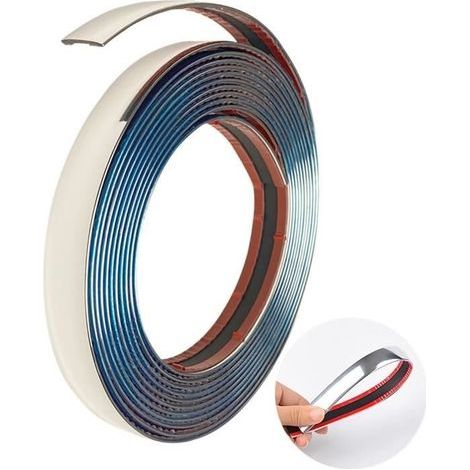 Chrome Bande de Garniture Voiture 18mmx5m Baguette Adhesive Chrome pour Carrosserie Fenêtre Décoration Extérieure (1/4)