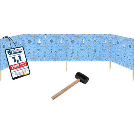 Garronda Paravent 5m Plage Coupe-Vent Camping Brise-Vent avec Marteau en Caoutchouc GAEX001 (Marine-64, 5 m) (1/5)