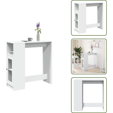 vidaXL Bartisch mit Regal Weiß 101x40x103,5 cm Holzwerkstoff (1/5)