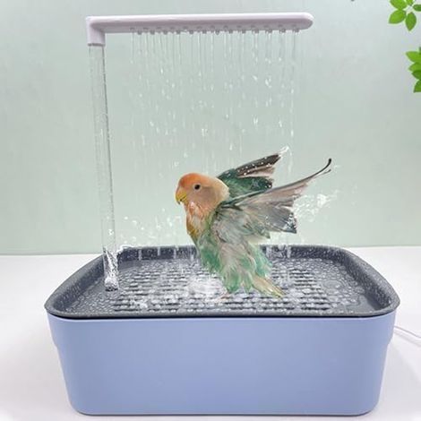Baignoire automatique pour oiseaux avec système de circulation - Douche montée en cage pour perruches, calopsittes et petits oiseaux - Jouet de bain autonettoyant (1/5)
