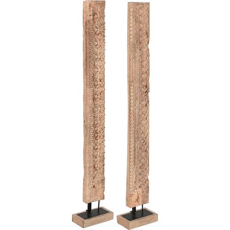 Sculpture bois terracotta élégante déco intérieure - Bois sculpté avec nuance terracotta