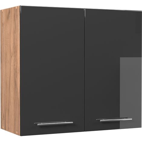 Pensile da cucina Fame-Line, Antracite lucido/Rovere dorato, 80 cm, Vicco (1/5)