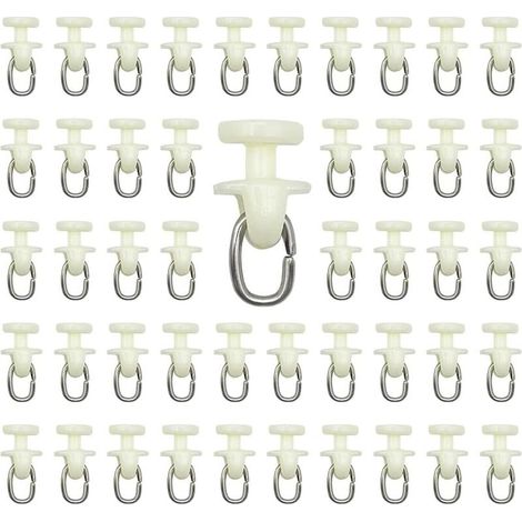 Rouleaux de Rail de Rideau-100 pièces rail intérieur Crochet de Rideau Rail Glisseur Rail,Rideau Poulie à Rideaux en Plastique(Blanc)26mm (1/5)
