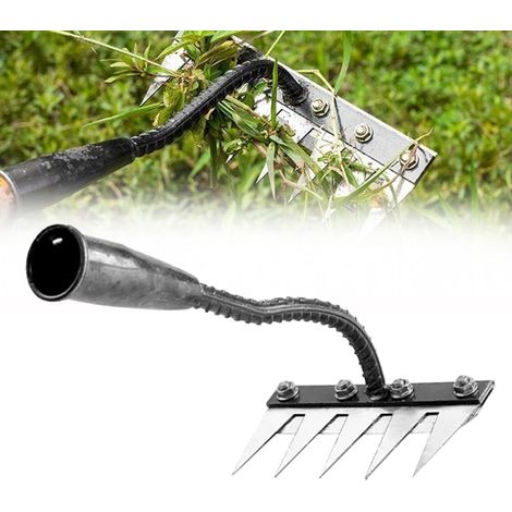 Râteau de Désherbage de Jardin en Acier au Carbone, 5 Dents Râteau de Jardin en Métal Très Résistant, Râteau en Fer pour Jardinage Et Désherbage Outi (1/5)