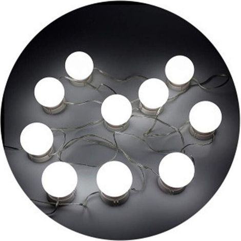 Schminklicht-Set, 10 LED-Schminkspiegelleuchten im Hollywood-Stil für Make-up-Schminktisch mit Dimmer und USB-Netzstecker, Weiß