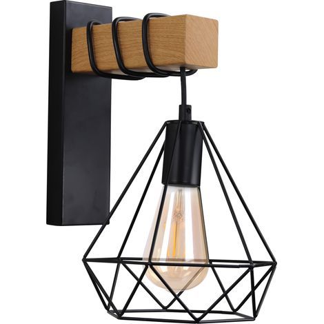 Applique murale noire bois 1xE27 VIGO 314680 Polux (1/2)