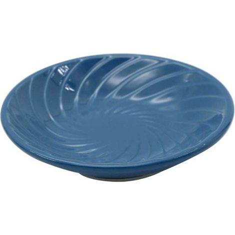 TRADE SHOP - Piattino Porta Sapone Saponetta In Ceramica Rigata Spirale Blu Tondo Bagno 79956 - (1/2)