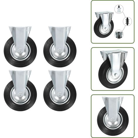 Roulettes fixes 4 pcs 200 mm - Roulettes Fixes - Roulettes Industrielles - Accessoires Meuble - Fixation Meuble - Roues Acier (1/5)