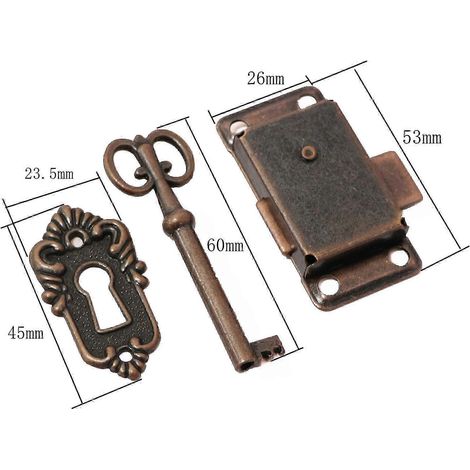 2 jeux de serrures anciennes pour portes d'armoires, serrures d'armoires, serrures de meubles anciens avec clés pour boîtes aux lettres, lo (1/5)