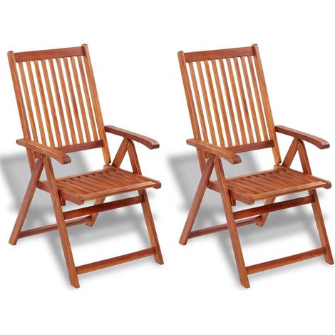 FIMEI Chaises pliables de jardin 2 pcs Bois solide d'acacia Marron (1/5)