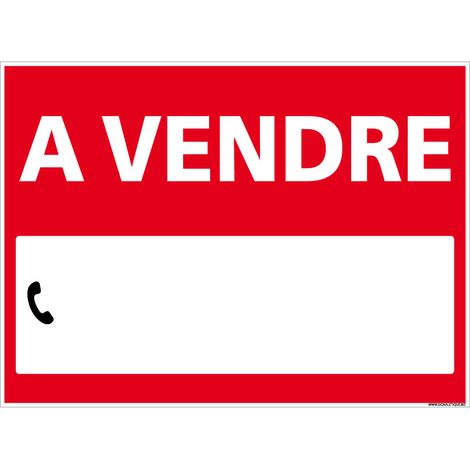 Signaletique.Biz France – Panneau à vendre 34x25 cm – Rouge – Résistant aux intempéries et UV – Support de communication idéal