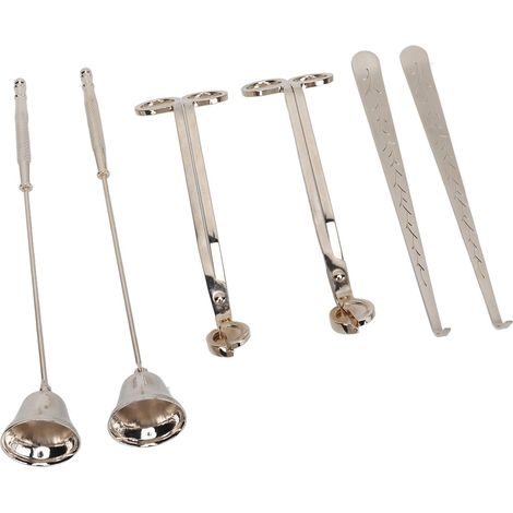 Kit d'accessoires pour bougies 6 pièces : coupe-mèche, trempette à mèche, éteignoir, acier inoxydable, prise en main facile, utilisation facile et kit d'entretien durable. (1/5)