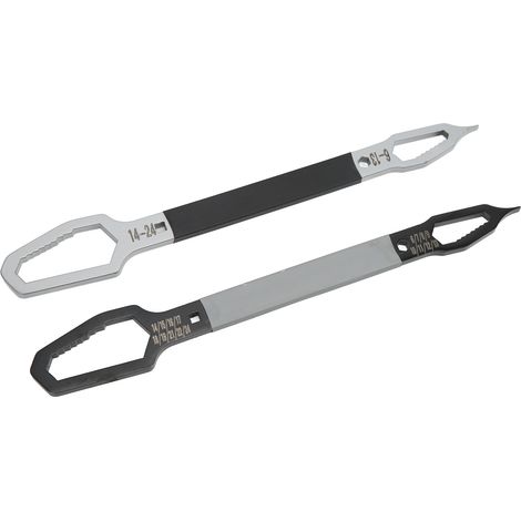 Jeu de 2 clés universelles multifonctionnelles à deux extrémités, de diamètre 6-24 mm et de formes variées. (1/5)