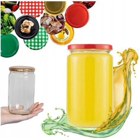 Pot À Confiture - 720 ml - Verre Transparent Avec Couvercle En Plastique Blanc - Lot De 8 (1/5)