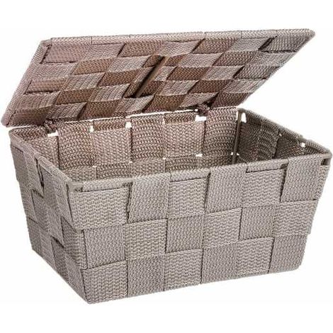 Wenko Cestino con coperchio Adria taupe, Polipropilene, 19 x 10 x 14 cm, Tortora (1/5)