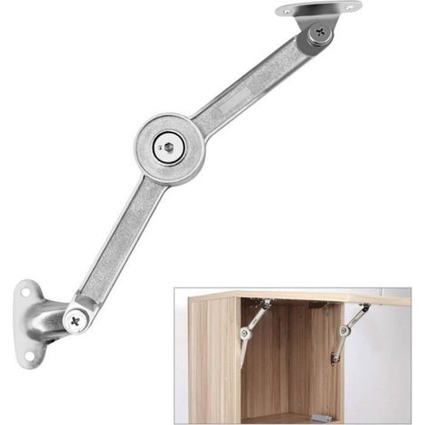 Lot de 2 compas à système d’amortissement pour abattants de portes relevables de placard de cuisine (1/4)