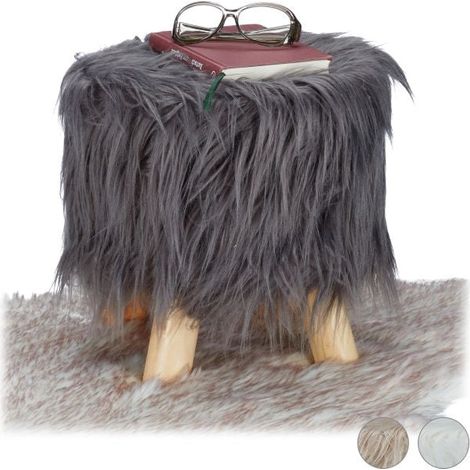 Faux fur footstool (1/5)