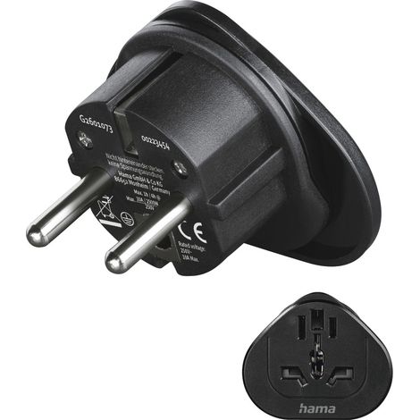 ADAPTATEUR VOYAGE TYPE E ET F, 3 PÔLES, UNIV., MONDE VERS EUROPE, NR HAMA (1/5)