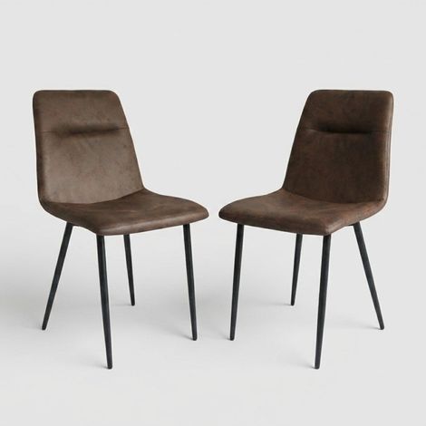 Juego de 2 sillas de comedor diseño contemporáneo Solvian - Marrón