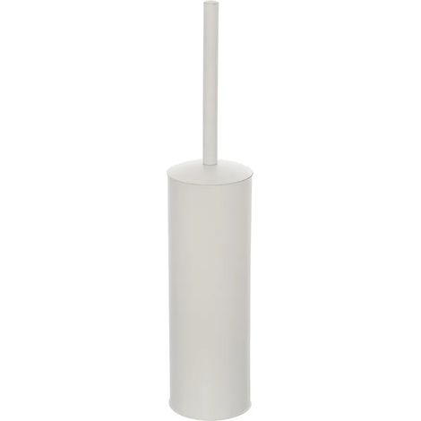 Portascopino bianco opaco con setole nere in silicone e secchio interno (1/3)