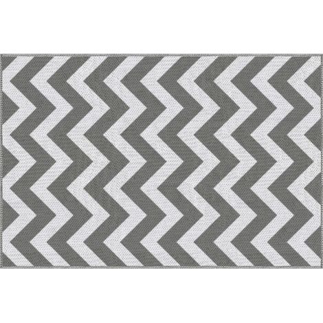 Tapis d'extérieur imperméable en plastique 121x182 cm gris clair et blanc pour balcon (1/5)