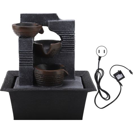 Fontaine de bureau 4 niveaux en résine, avec perles lumineuses colorées, décoration d'eau pour table, prise US 110V, idéale pour maison et bureau. (1/5)