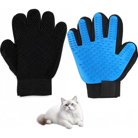 2 x Pet Grooming Gloves, Silicone Hair Removal Gloves for Dogs and Cats, Massage and Bath Brush, Gentle Detangling Glove for Long and Short Hair (1/5)