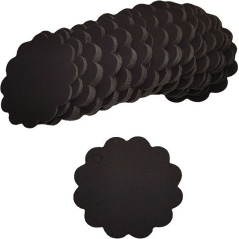 200 schwarze Geschenkanhänger aus Kraftpapier in Fächerform (Durchmesser 6 cm) zum Basteln und Verpacken von Geschenken - Crezuo