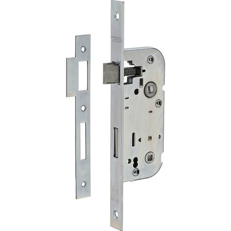 Thirard – Serrure encastrable à condamnation pour salle de bain – Axe 40mm – Gâche plate en acier – Installation réversible droite/gauche