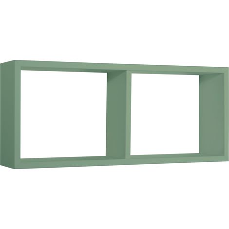 Mensola Rettangolare 2 Scomparti da Parete 70x30x15,5 cm in Fibra di Legno Morgana Verde Acqua Marina (1/5)