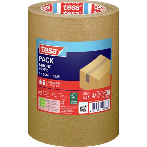 tesa PAPER 55337-00002-01 Packband tesapack® ecoLogo® Braun (L x B) 50 m x 50 mm 3 St.