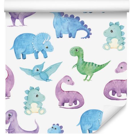 Carta da parati con dinosauri colorati per soggiorno e camera da letto, 50x1000 cm (1/5)