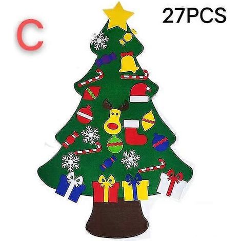 Sapin de Noël en feutrine pour enfants, bricolage, Père Noël, cadeau, décoration de Noël 2024, sapin de Noël, bonne année 2023, style sapin de Noël C (1/5)