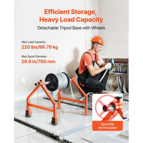 Support de Bobines de Fil, Capacité de Charge 100 kg, Support de Câbles Portable Mobile avec Roulettes, pour Rangement de Bobines 7… (1/5)