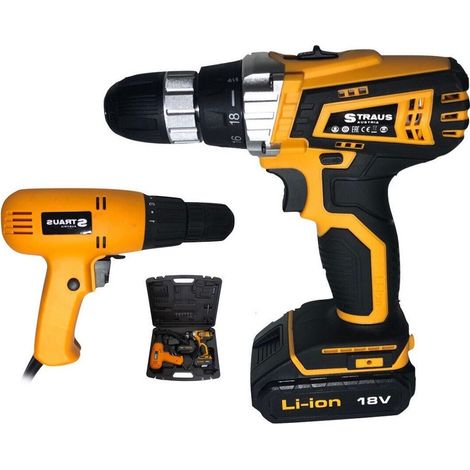 TrAdE Shop Traesio - Set 2pz Trapano Elettrico 710w + Avvitatore Doppia Batteria 18v Accessori Iw017 - (1/5)