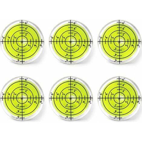 6 pcs Mini Niveau À Bulle Rond Ø32 mm, Niveau À Bulle Haute Précision En Abs Transparent Avec Lecture Facile, Petit Niveau À Bulle Pour Caméra, Bricolage, Réglage Et Niveau Camping Car (1/5)