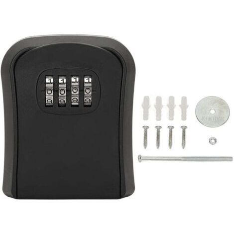 Caja de almacenamiento de llaves impermeable, caja de candado de combinación segura, resistente a la corrosión y al desgaste para uso doméstico (negro) (1/4)