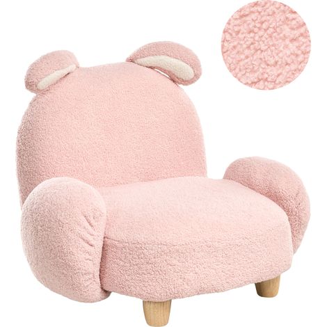 Sillón infantil animal tapicería bouclé diseño forma conejo muebles para niños moderno rosa claro Kanna (1/5)