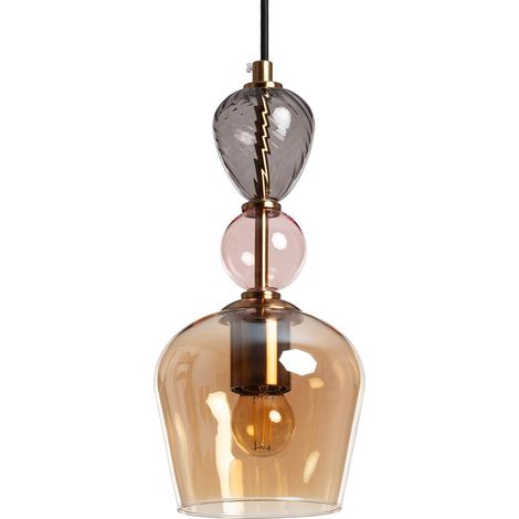 – Suspension métal et verre Cailin multicolore – Design moderne – Nécessite 1 ampoule E27 – Pour éclairage intérieur élégant (1/5)