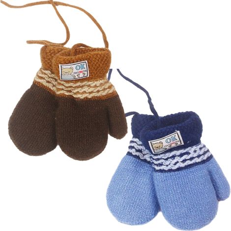 Moufles d'hiver pour bébés, tout-petits et nouveau-nés : gants chauds et épais doublés de laine, unisexes, pour garçons et filles. (1/5)