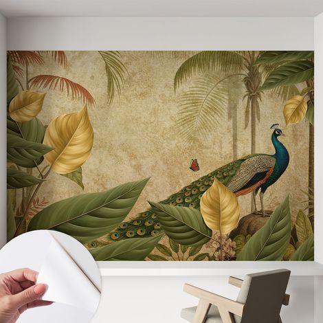 Fototapete Selbstklebend - trendige Wanddeko - Schlafzimmer - Wohnzimmer Exotischer Vogel 152x104 cm (1/5)
