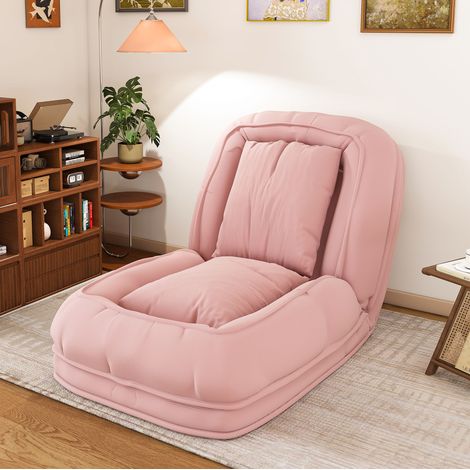 Canapé-lit pliable 180x90x26 cm rose, 5 positions, tissu côtelé et métal, prêt à l'emploi MEUBLIV (1/5)