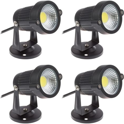 Juego de 4 focos LED COB de 5 W y 220 V, regulables, para jardín, terraza, etc.(Blanco frío) (1/5)