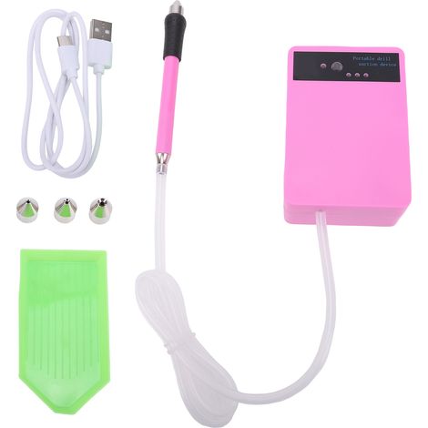 Stylo électrique pour peinture diamant, stylo à pompe à vide rechargeable 1500 mAh avec plateau de rangement, kit d'outils silencieux pour peinture diamant, sans cire, rose avec batterie (1/5)