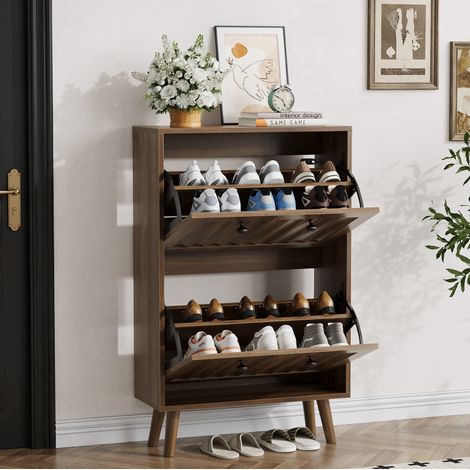 Mobile portascarpe 60 x 24 x 95 cm in MDF e truciolato marrone HAVRYA (1/5)
