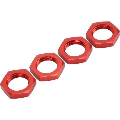 4 écrous hexagonaux de moyeu de roue en alliage d'aluminium de 17 mm pour voiture RC miniature 1/8 - Accessoire amélioré (rouge)
